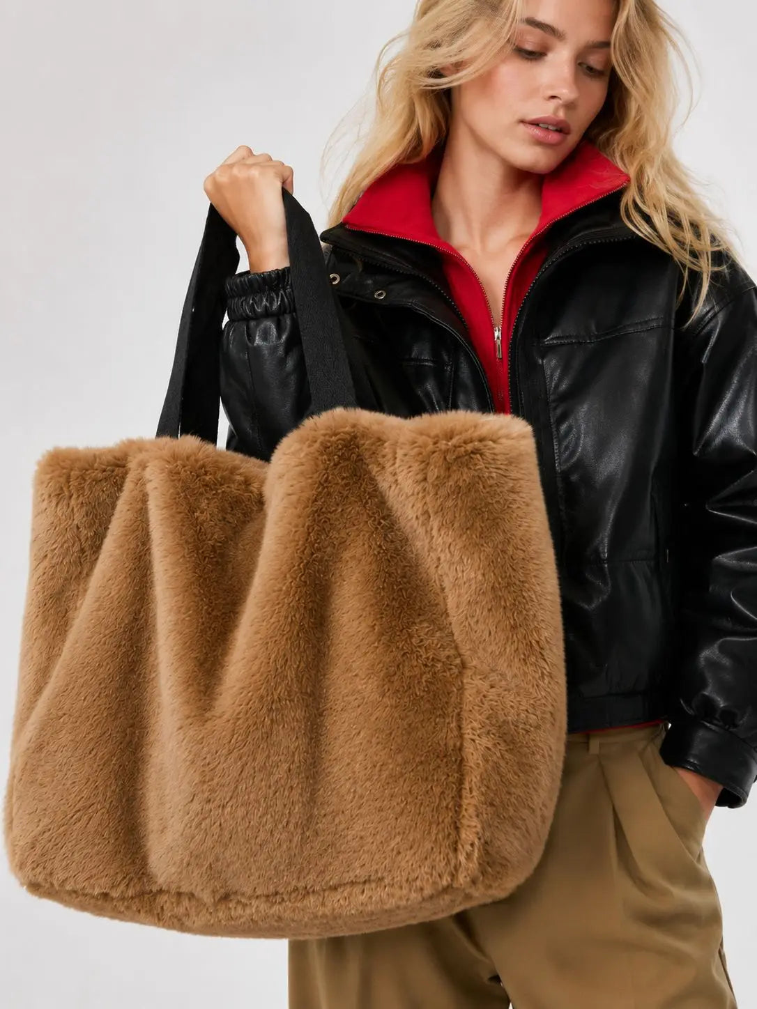 Plush Shoulder Tote Bag
