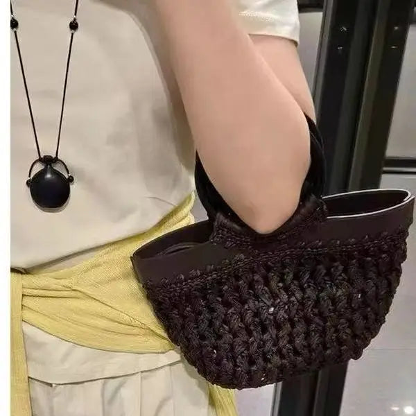 Round-Handle Openwork Tote Bag
