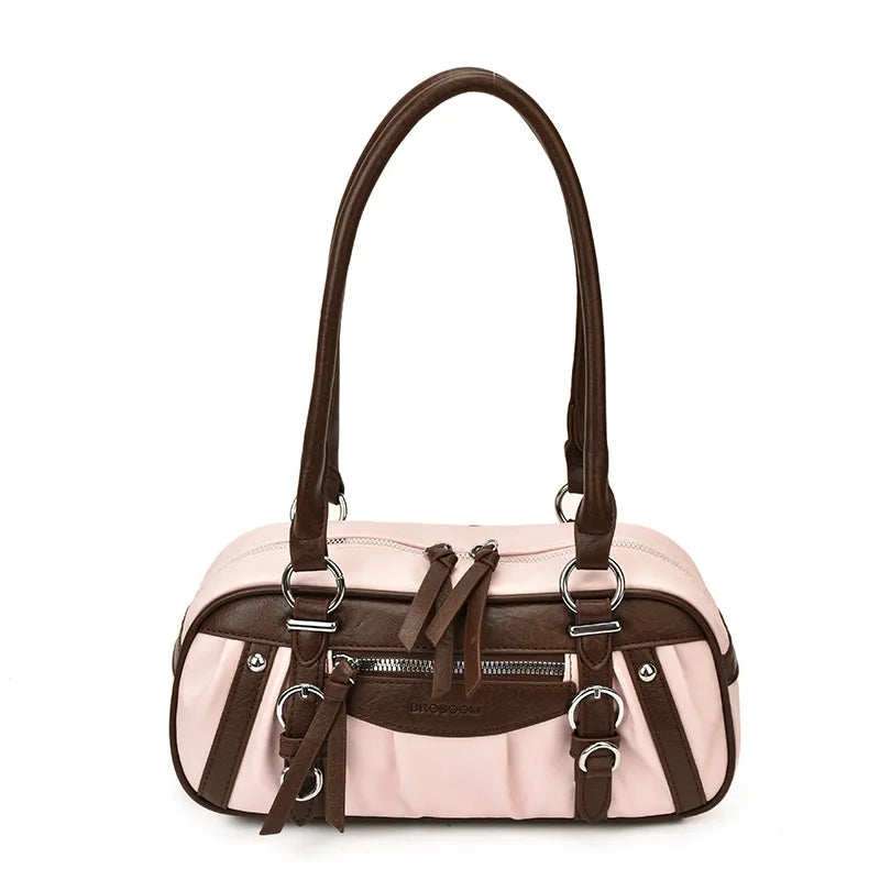 Buckle-Strap Boston Bag