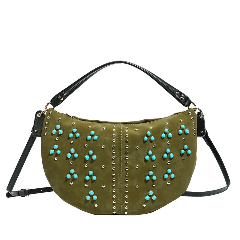 Embellished Crescent Shoulder Bag