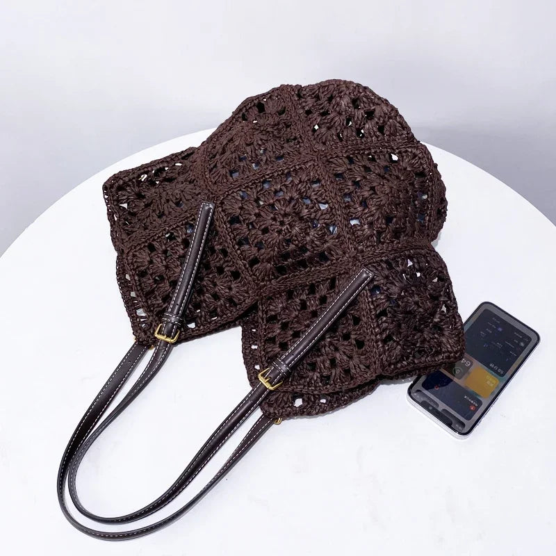 Woven Shoulder Tote Bag