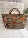 Embellished Woven Tote Bag
