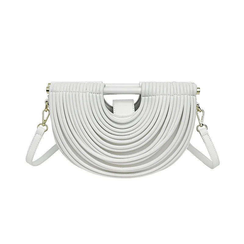 Ribbed Half-Moon Clutch Bag