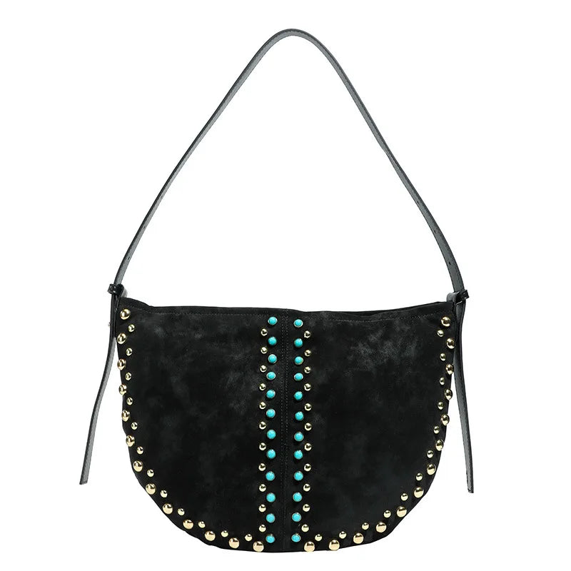 Embellished Crescent Shoulder Bag