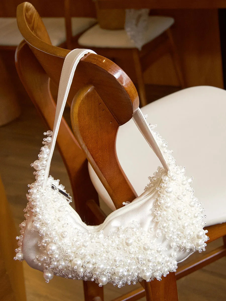 Beaded Crescent Shoulder Bag