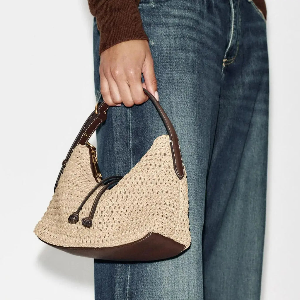 Woven Crescent Crossbody Bag