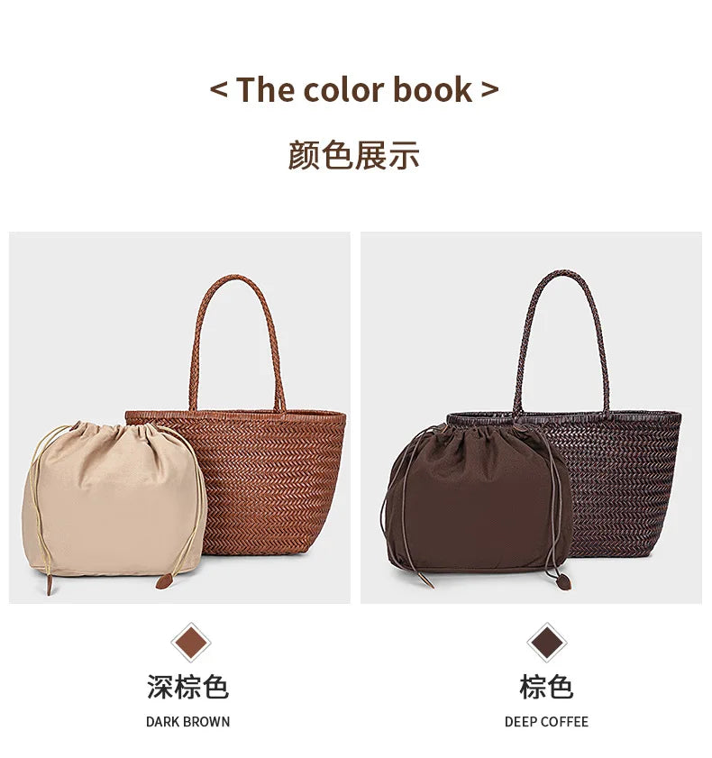 Drawstring Woven Tote Bag