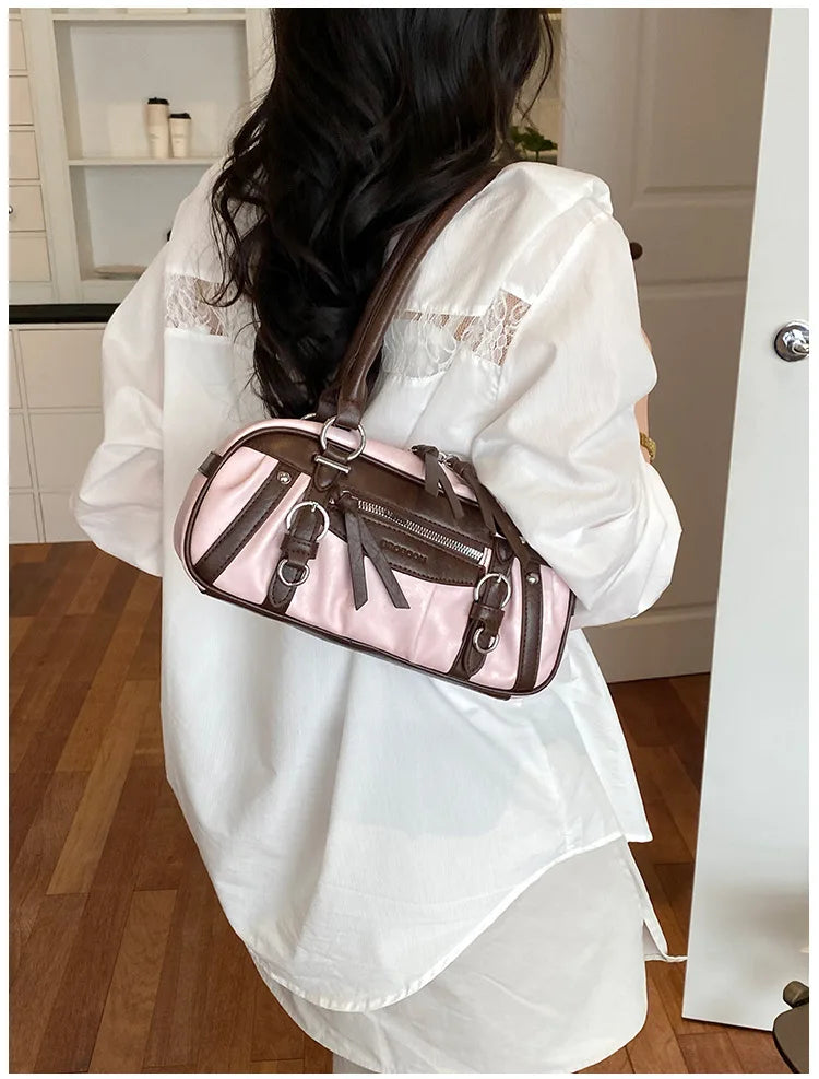 Buckle-Strap Boston Bag