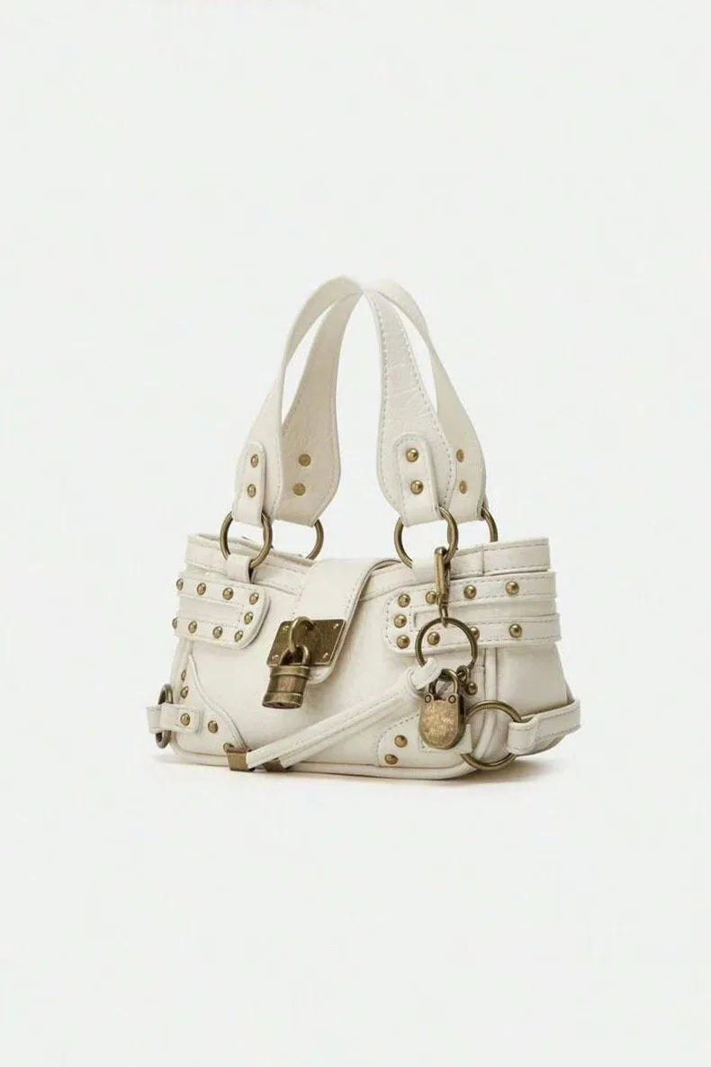 Studded Lock Top-Handle Bag