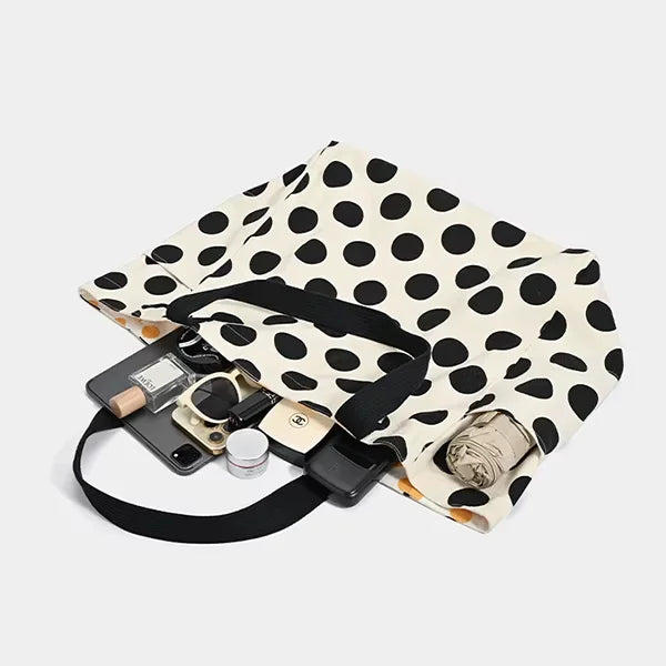Polka-Dot Shoulder Tote Bag