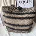 Striped Woven Basket Tote