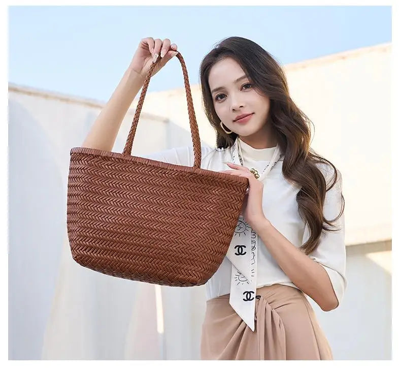 Drawstring Woven Tote Bag
