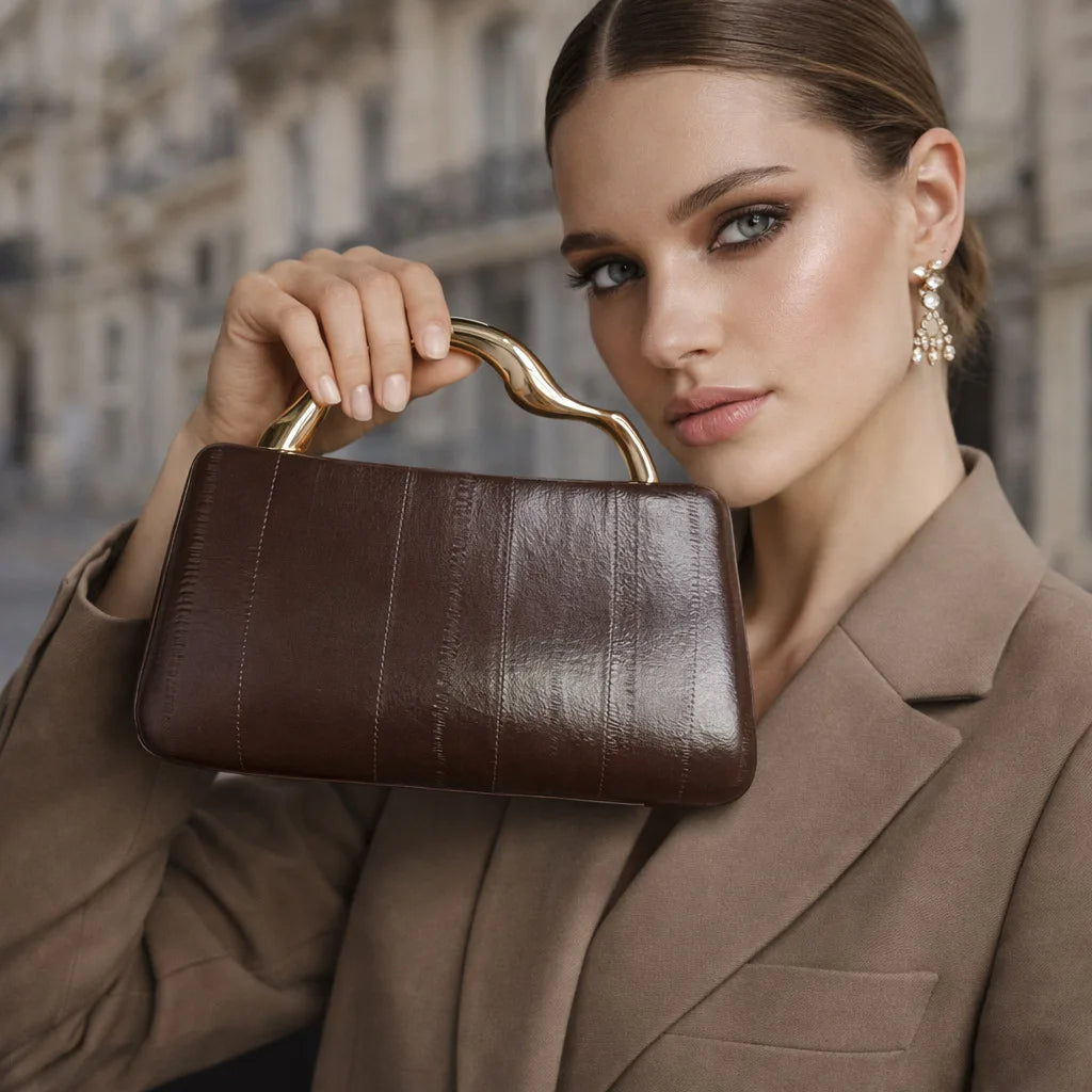 Wave-Handle Top-Handle Bag
