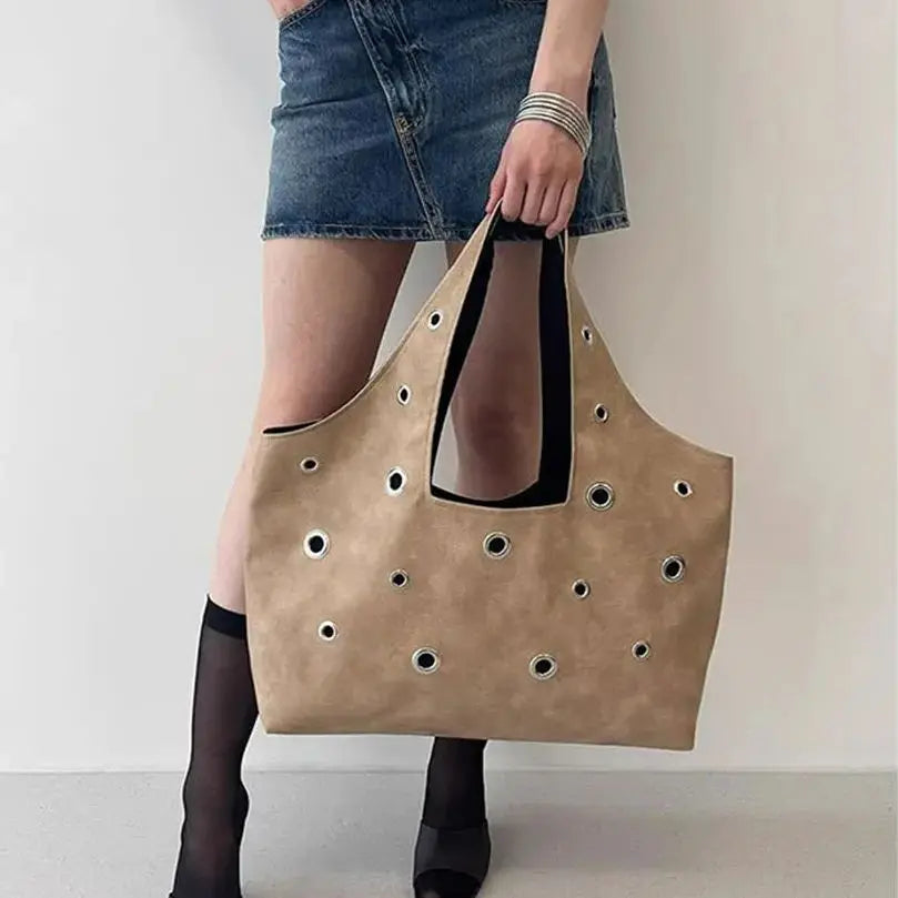 Eyelet Shoulder Tote Bag