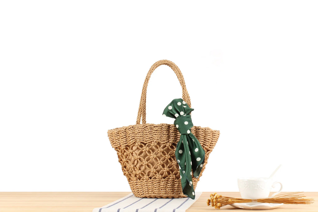 Openwork Woven Basket Tote