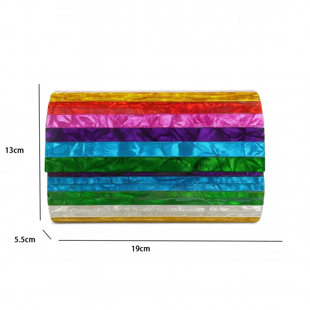 Rainbow Striped Box Clutch