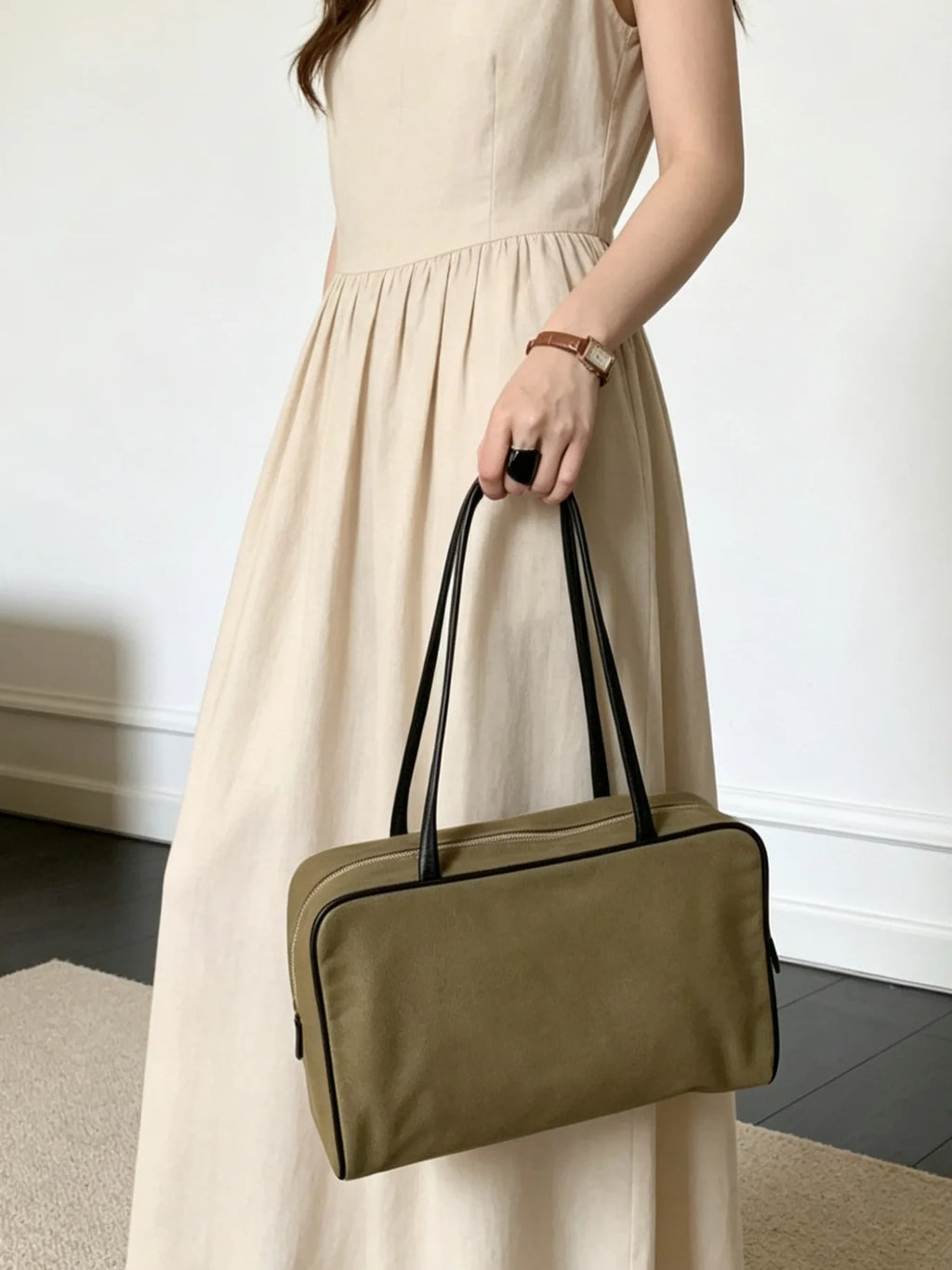 Rectangular Zip Shoulder Bag