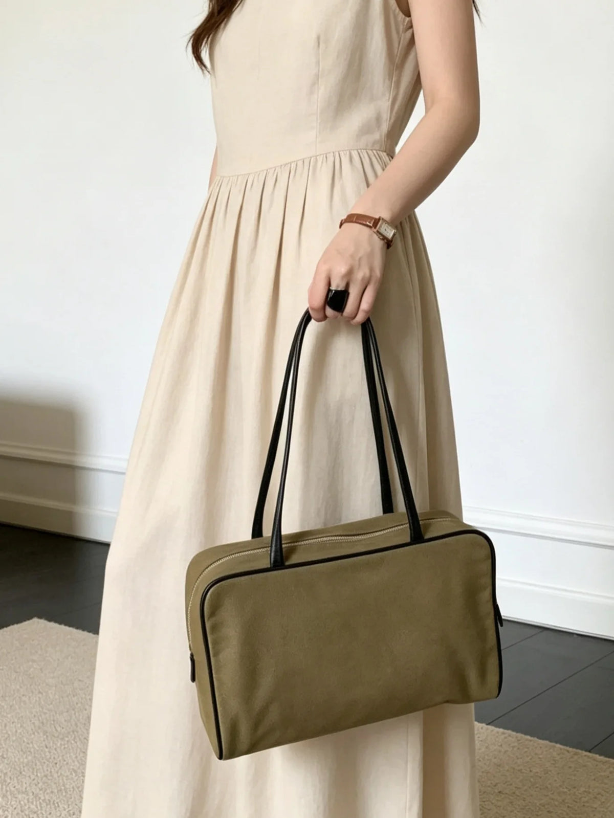 Rectangular Zip Shoulder Bag