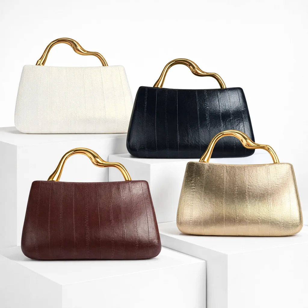 Wave-Handle Top-Handle Bag