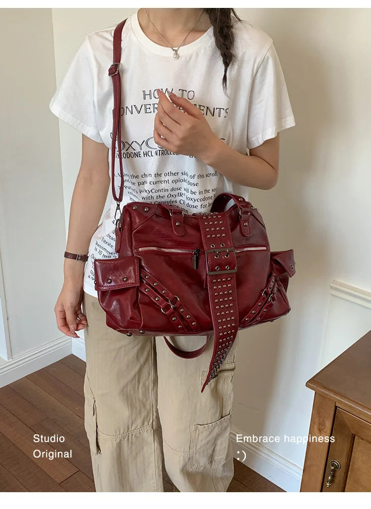 Studded Buckle Bowling Bag