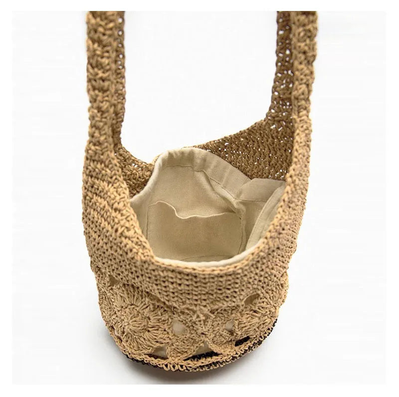 Floral Woven Bucket Bag