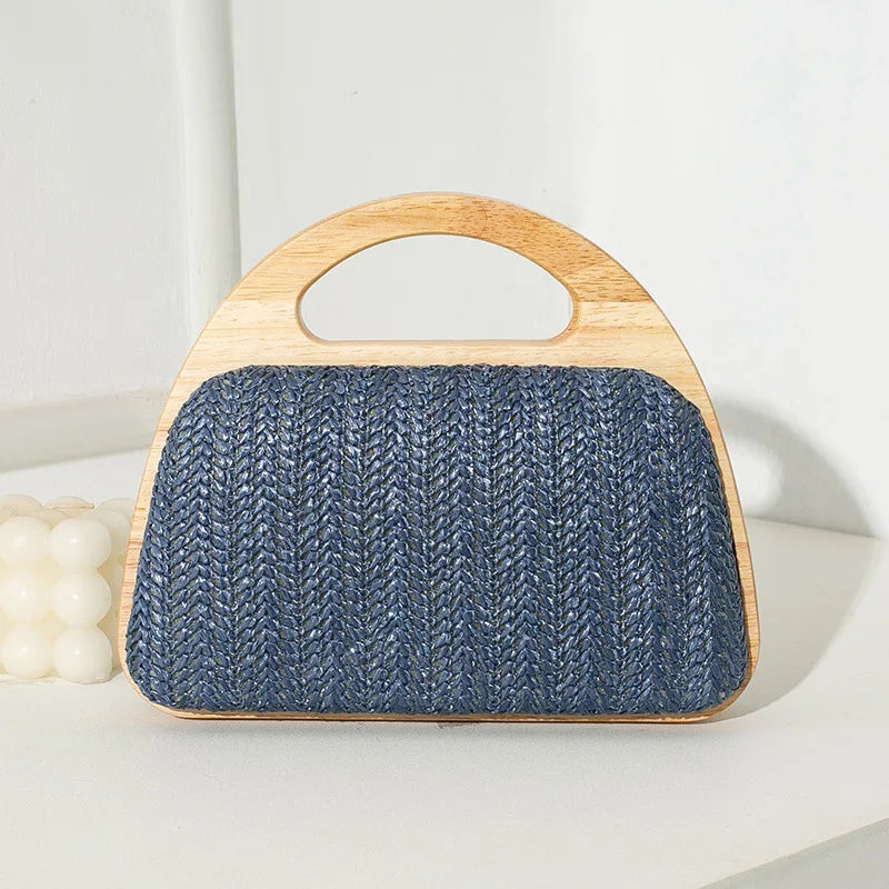 Cutout-Handle Woven Clutch