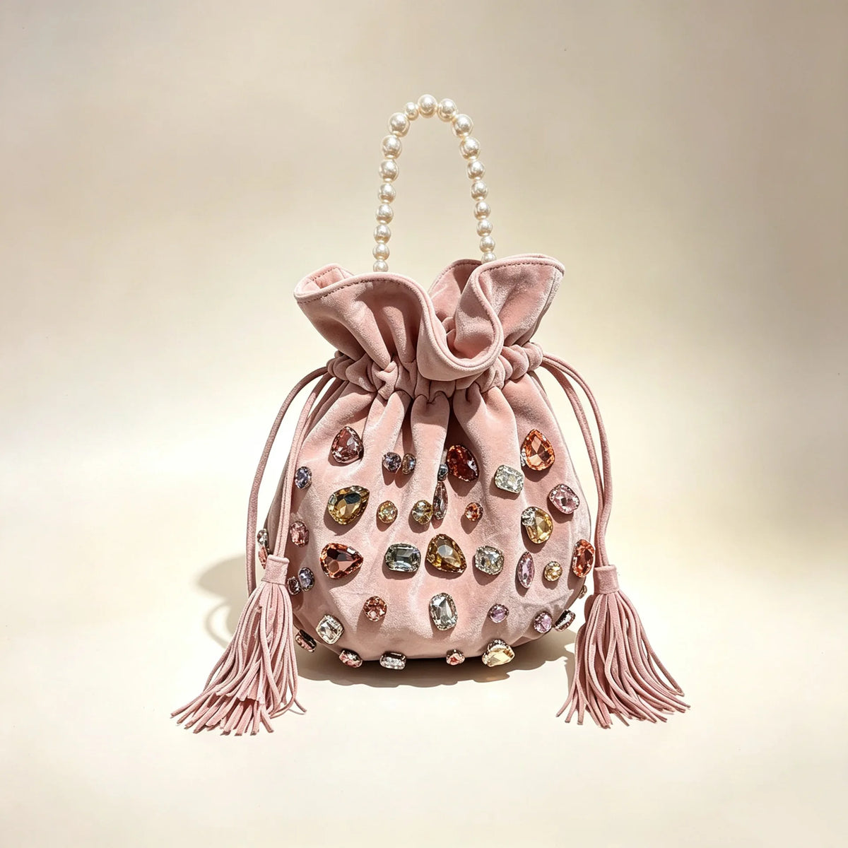 Embellished Drawstring Bucket Bag