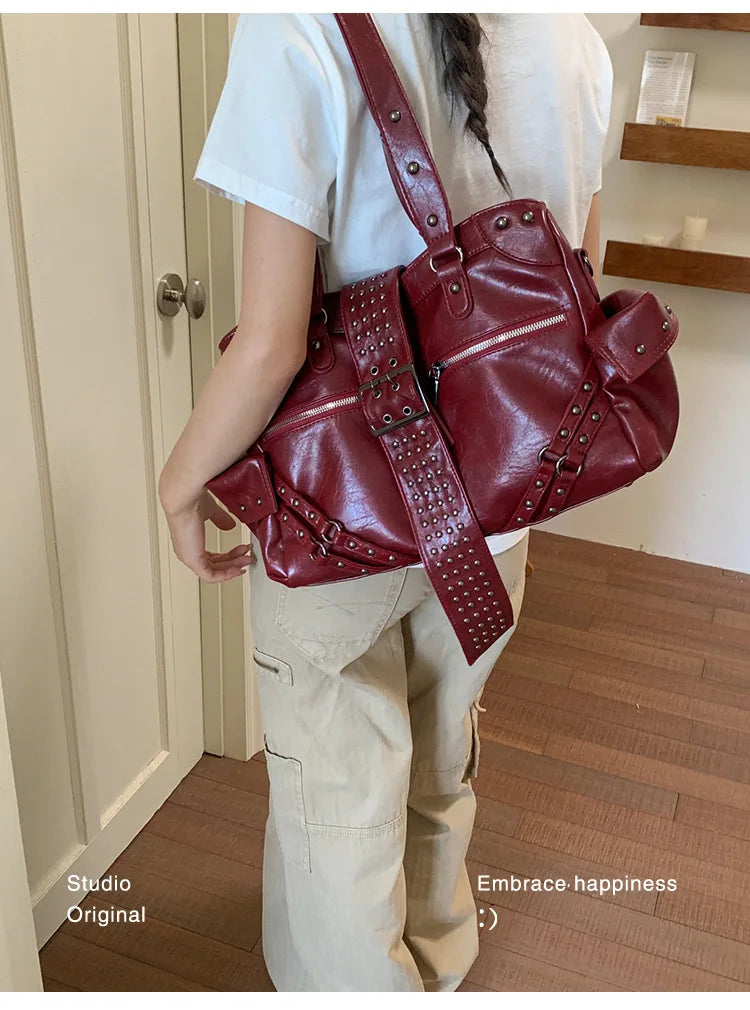 Studded Buckle Bowling Bag