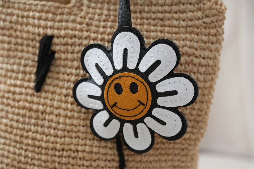 Smiley Woven Bucket Handbag