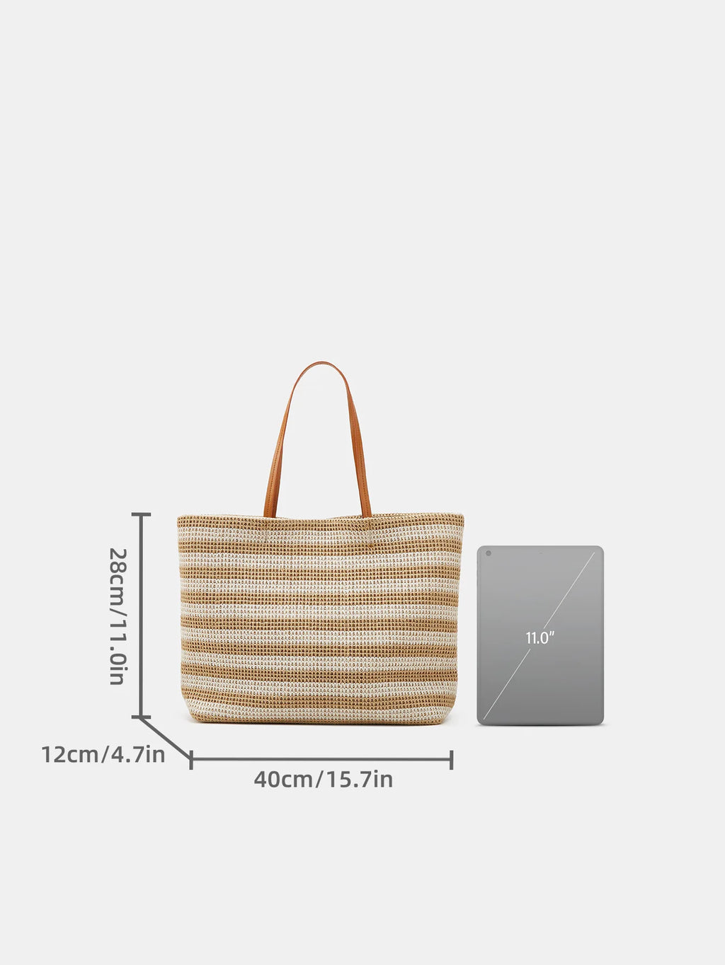 Striped Woven Tote Bag
