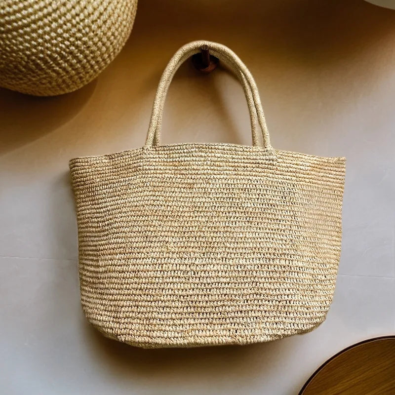 Woven Round-Bottom Tote Bag