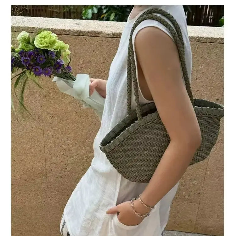 Woven Crescent Shoulder Bag