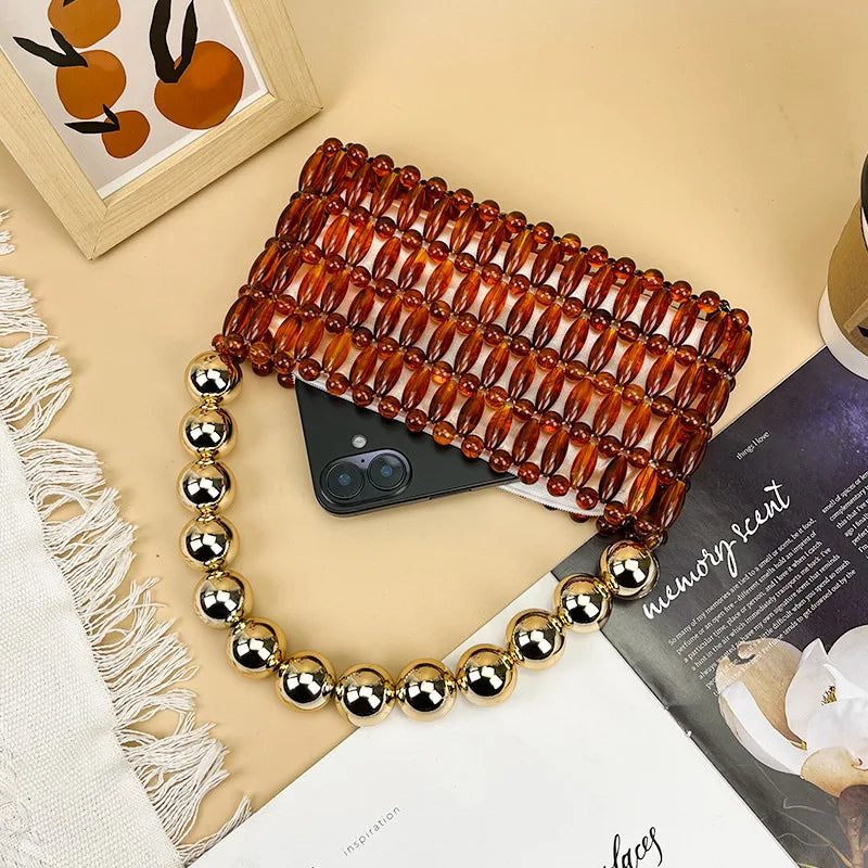 Beaded Handle Handbag