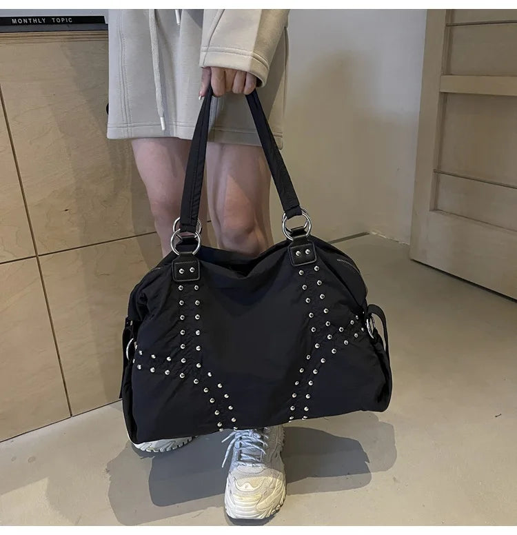 Studded Shoulder Tote Bag