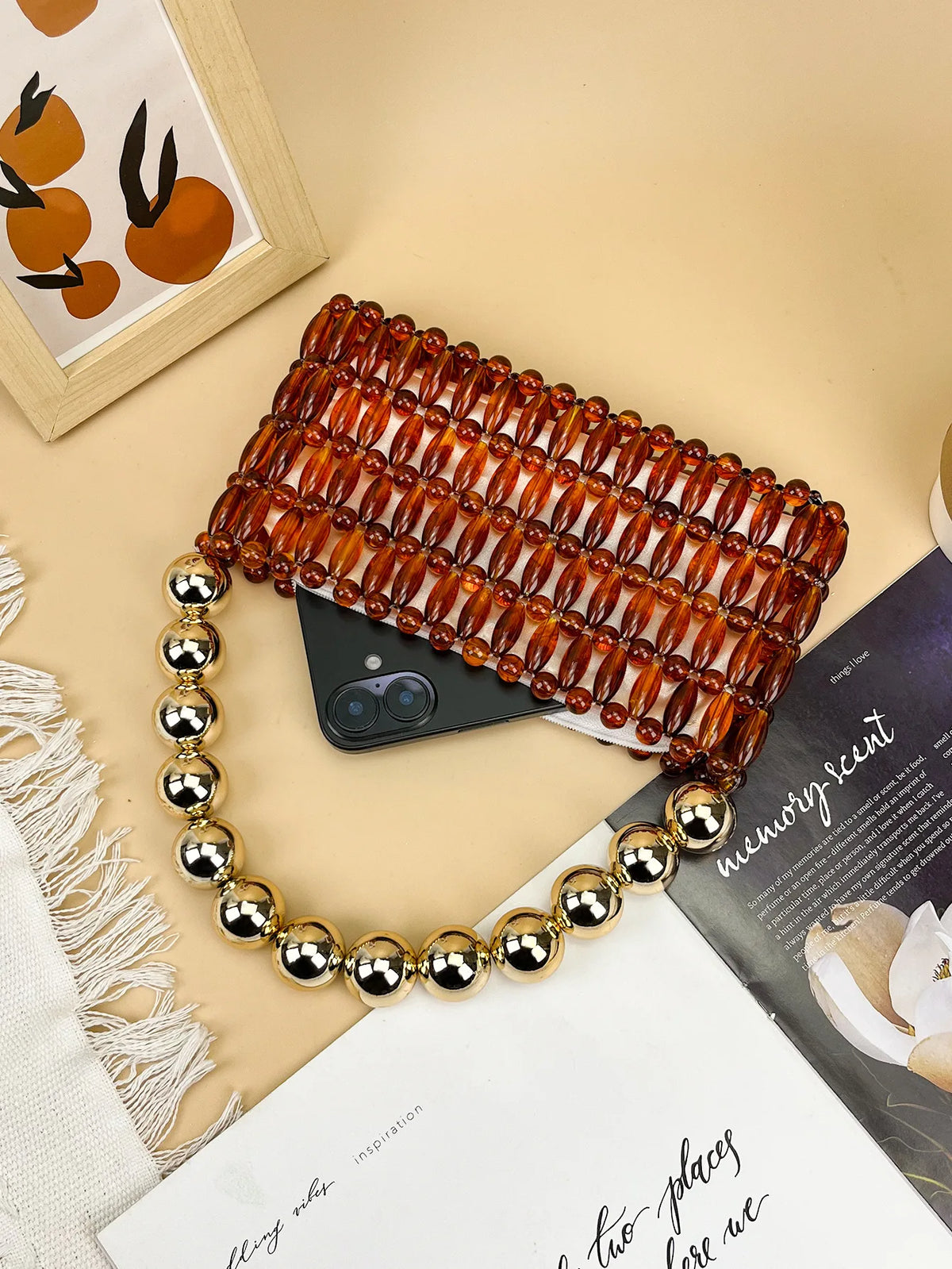 Beaded Handle Handbag