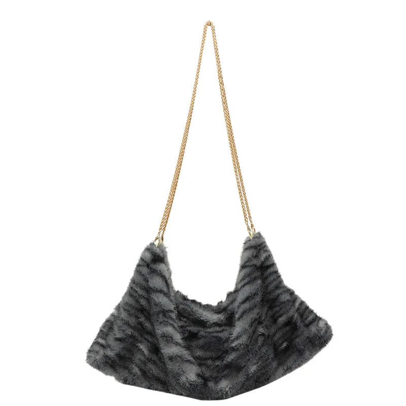 Leopard-Print Plush Shoulder Bag
