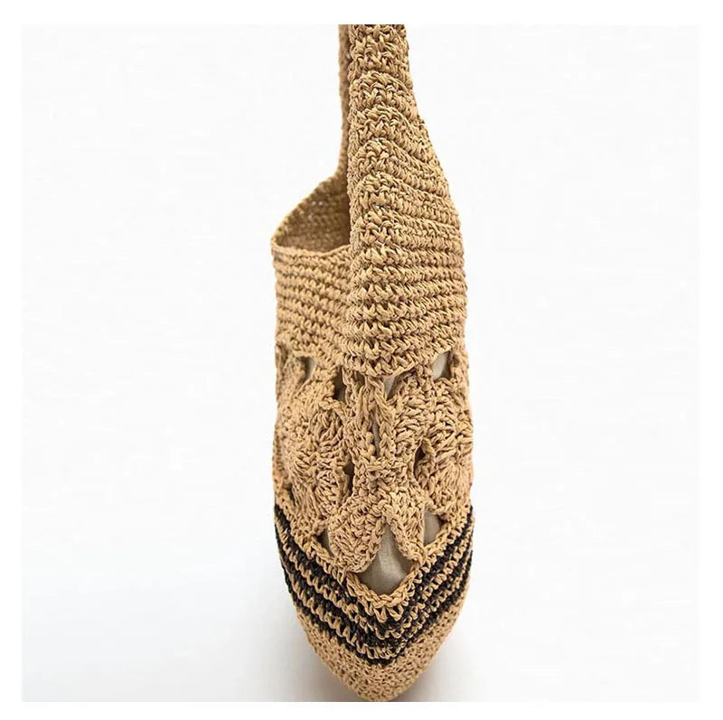 Floral Woven Bucket Bag