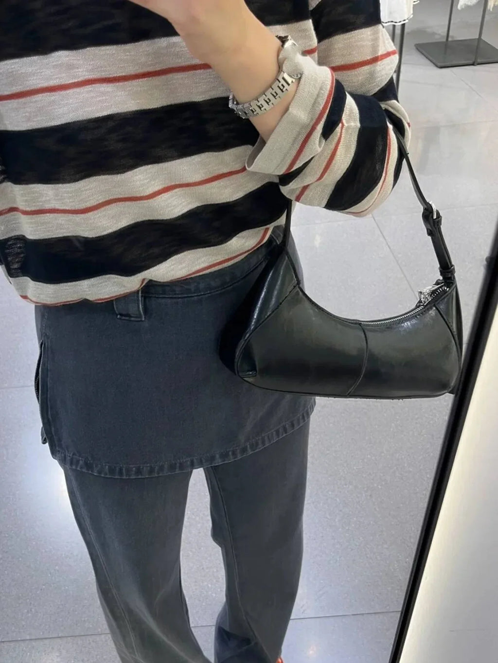 Glossy Crescent Shoulder Bag