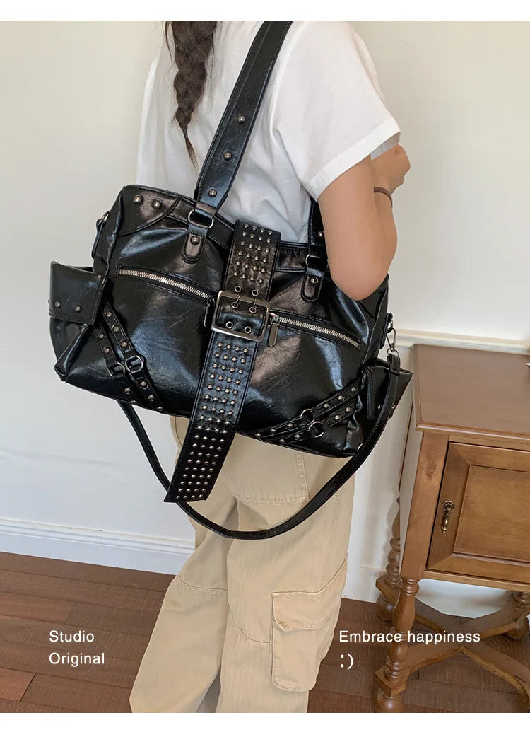 Studded Buckle Bowling Bag