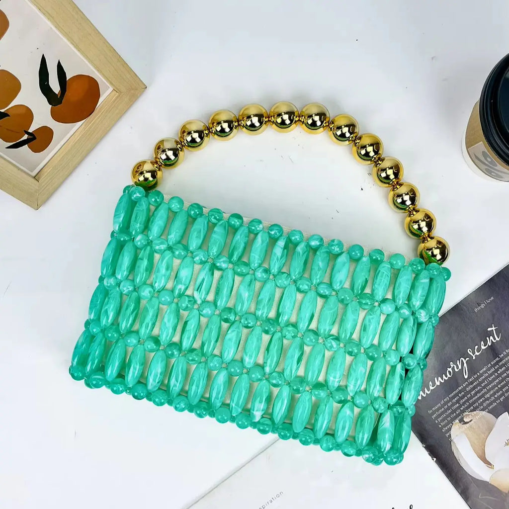 Beaded Handle Handbag