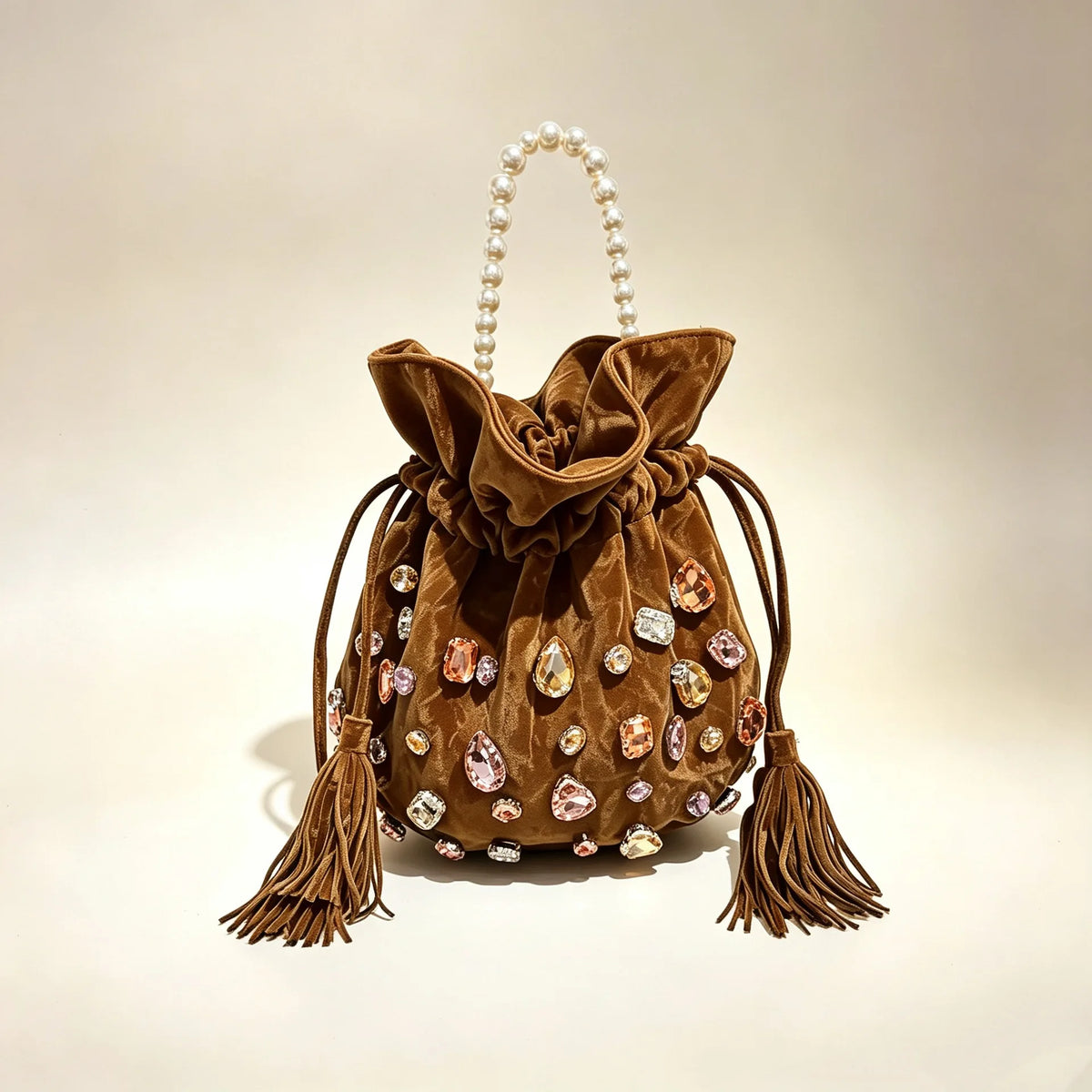 Embellished Drawstring Bucket Bag