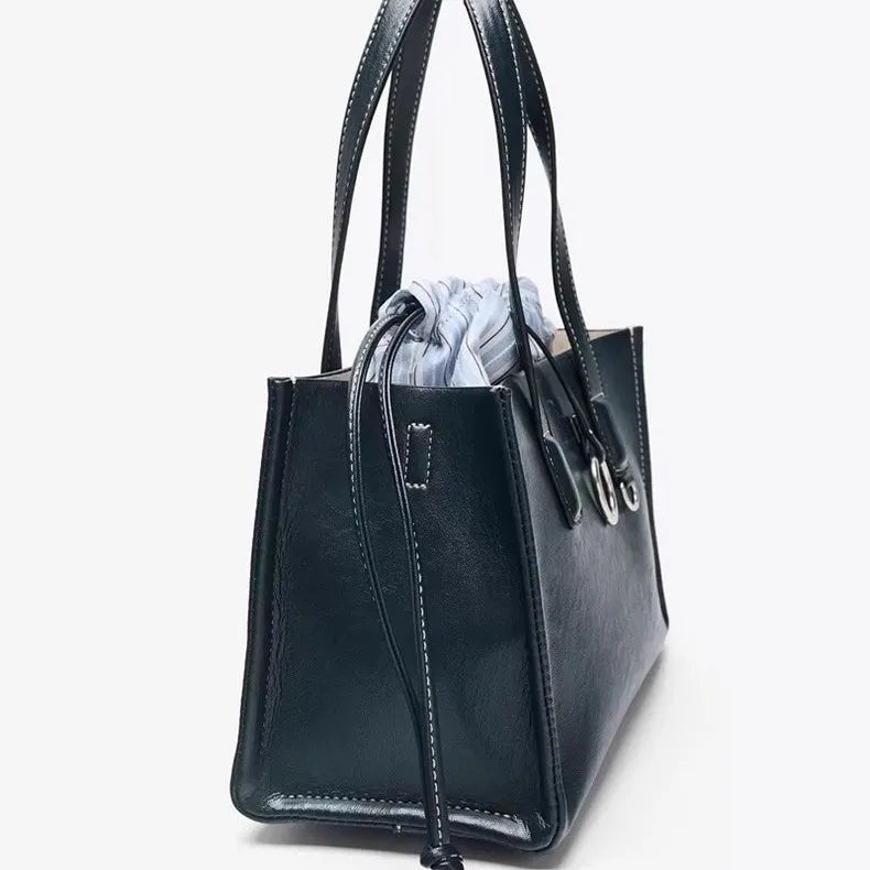 Ring-Detail Top-Handle Bag