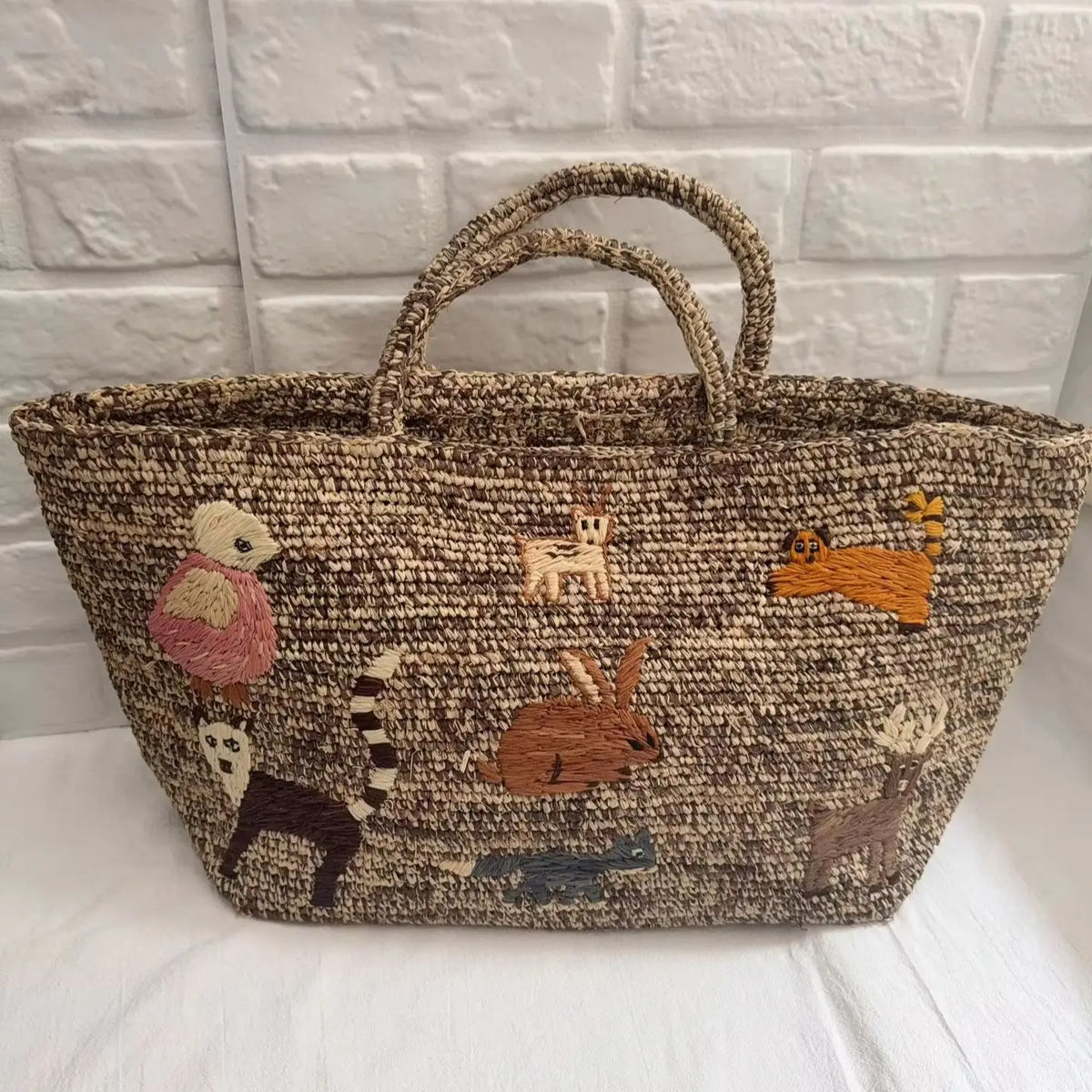 Embellished Woven Tote Bag