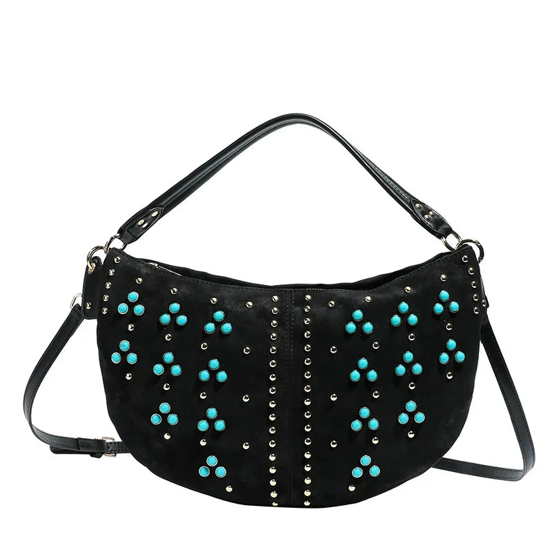 Embellished Crescent Shoulder Bag