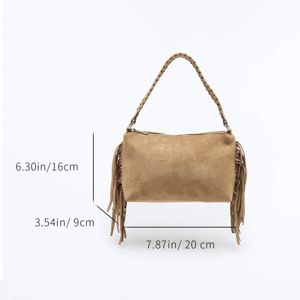 Fringed Braided-Strap Shoulder Bag