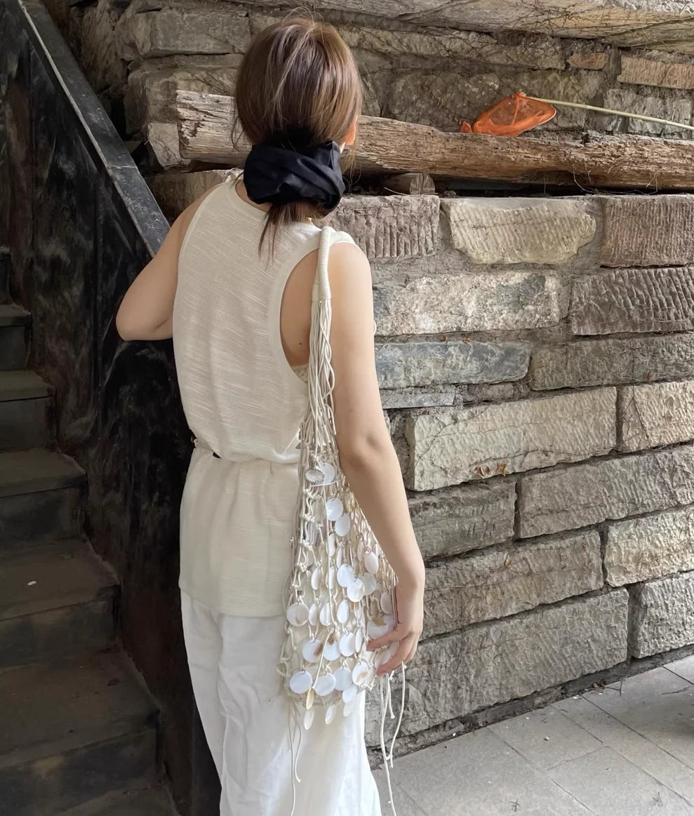 Disc Fringe Shoulder Tote