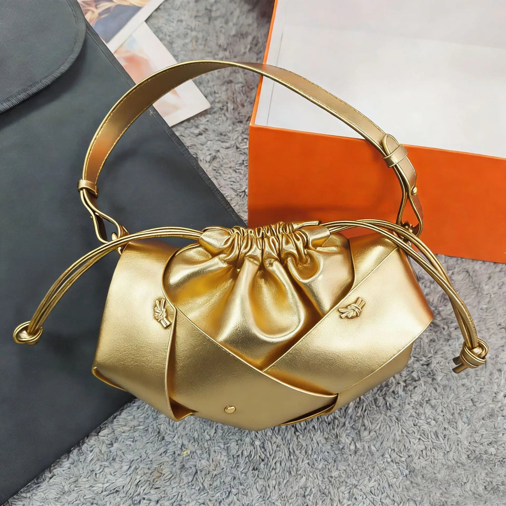 Woven Drawstring Shoulder Bag