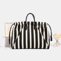 Striped Drawstring Tote Bag