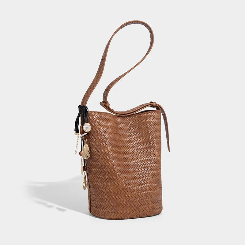 Woven Bucket Shoulder Bag