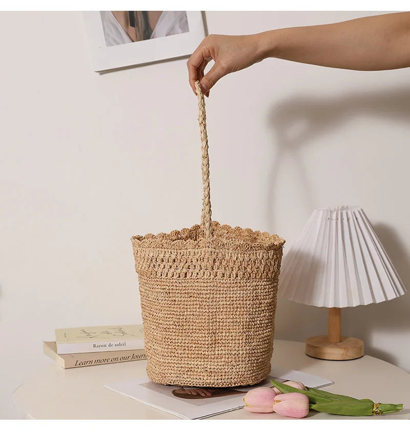 Woven Bucket Shoulder Bag
